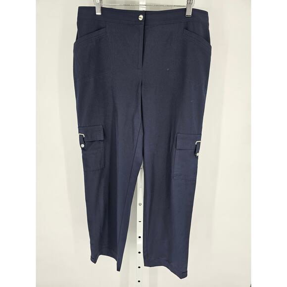 Zenergy by Chicos Womens Sz 2 Pull On Cargo Pants Dark Blue Athletic - Picture 1 of 4